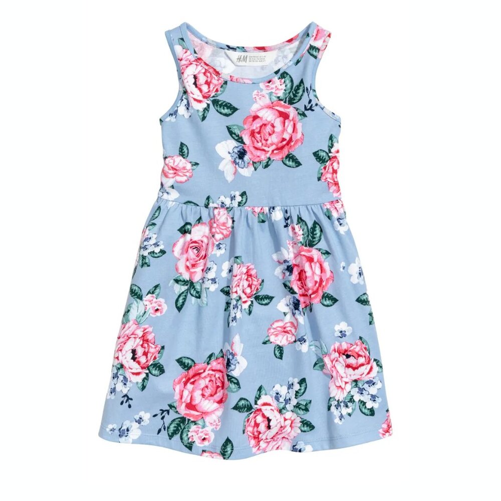 H&M Toddler Girls Ladybug Roses Patterned Jersey Dress